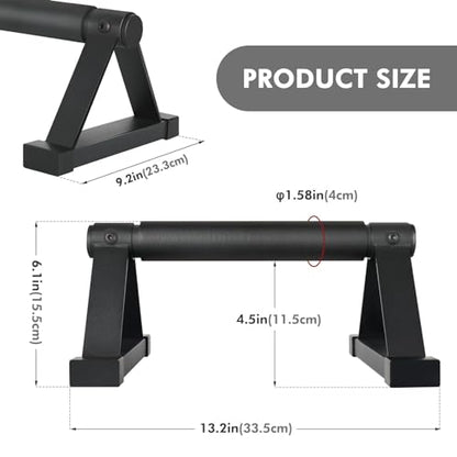 Wood push up bars Parallettes bars Anti-slip Handstand Bars for Calisthenics, Fitness, Floor workouts Solid Wood with Sturdy Metal Bracket, Support 500 lbs