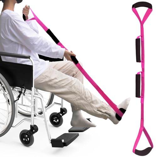 42 Inch Leg Lifter, Rigid Leg Lifter Strap with Handgrips & Foot Loop, Leg Lifter After Hip Replacement &Knee Surgery Recovery Aids Kit, Leg Lifters Getting Legs in and Out of Bed,Car,Wheelchair - color: Rose, size: 42 Inch