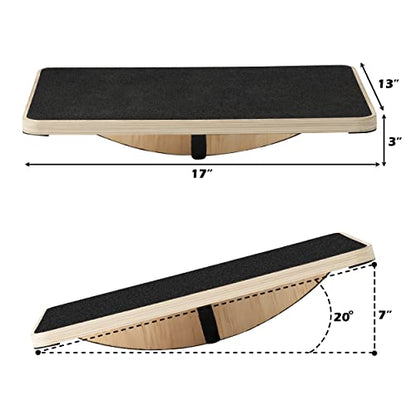 Multi-Optional Wooden Balance Board for all kind of balance tranning, Extra-Large Anti-Slip Wobble, Rocker and Plank Board for Balance and Core Training, Balancing Board for Under Desk