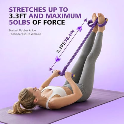 Multifunctional Pedal Resistance Band with Handle,6/8/10 Tubes for All Weights,Upgrade Heavy-Duty Stretch for Full Body Workouts. - color: Purple 8 tubes