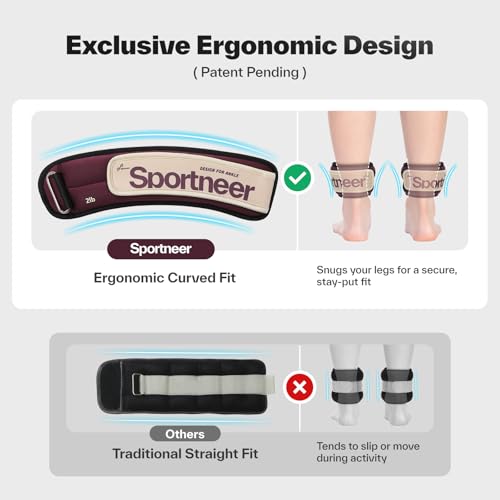 Sportneer Ankle Weights 0.5/1/2/3/5 LBS 1 Pair Wrist Leg Arm Weights - color: Burgundy, size: 2 lb x 2