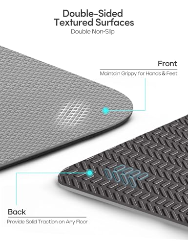 Heathyoga Yoga Mat Non Slip TPE Pilates Exercise Mats for Home Workout Gym Fitness Eco Friendly Thick Hot Yoga Mat with Strap Body Alignment,72"x 26" Thickness 1/4" - color: Charcoal
