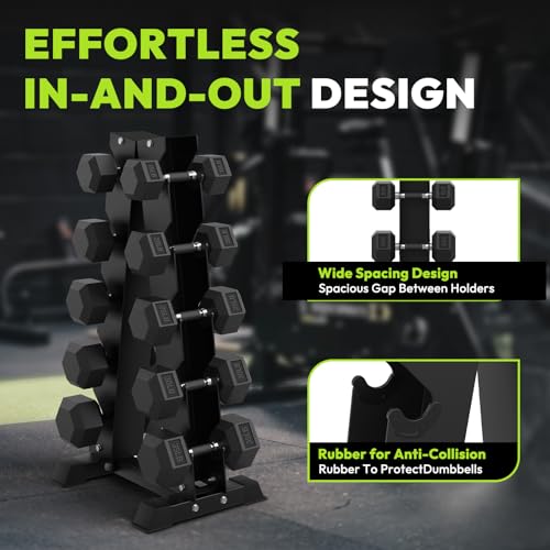 HANDBODE Hex Dumbbell Sets with Rack, 100-165 lb Rubber Encased Dumbbells for Strength Training, Exercise & Fitness, Home Gym Weight Set with Rack - style: 250 lb (15, 20, 25, 30, 35 lb) X 2 & Rack