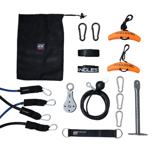 Suspension Pulley Trainer - A90 Strength Set, 440 lb - Indoor & Outdoor Use with Portable Pulley Gym - Joint-Friendly Motion with Suspension Trainers - Compact Portable Workout Cables