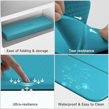 7-Fold Yoga Mat 74"x31" - 0.31 Inch Thick Folding Exercise Mat, Extra Wide Non-Slip POE Mat for Travel, Storage, Yoga, Pilates, Meditation & Home Gym, Lightweight & Portable - color: Acid Blue