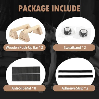 Wooden Parallettes Push Up Bars, 2 PCS Wood Calisthenics Bars with Non-Slip Base, Pushup Handles for Floor Home Fitness, Workout Equipment for Men and Women Strength Training - size: 20cm