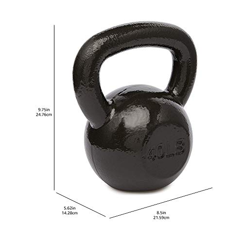 Amazon Basics Cast Iron Kettlebell for Strength Training, Textured Wide Handle, Black
