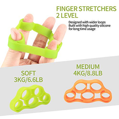 3 Pcs Hand Grip Strength Balls with 2 Pcs Finger Strengthener, Wrist Grip Strengthener Trainer, Stress Relief Balls Trainеr Hand Balls, Hand Exerciser Squeezer for Adults Hand Workout