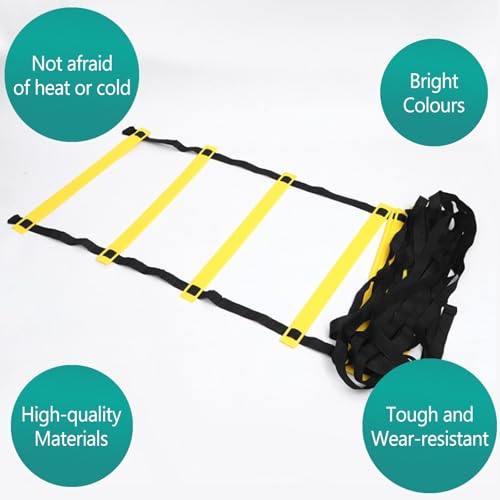Agility Ladder Speed Ladder with Carry Bag, Plyometric Equipment, Feet Training Improves Coordination, Ideal for Athletes Adults Junior Kids(3m/9.8ft) - size: 3m/9.8ft
