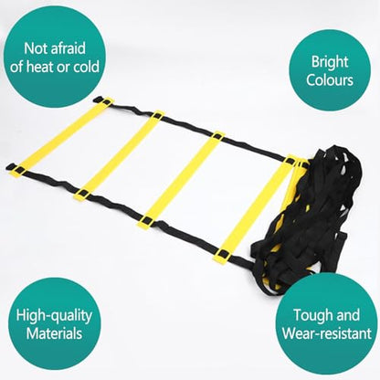 Agility Ladder Speed Ladder with Carry Bag, Plyometric Equipment, Feet Training Improves Coordination, Ideal for Athletes Adults Junior Kids(3m/9.8ft) - size: 3m/9.8ft
