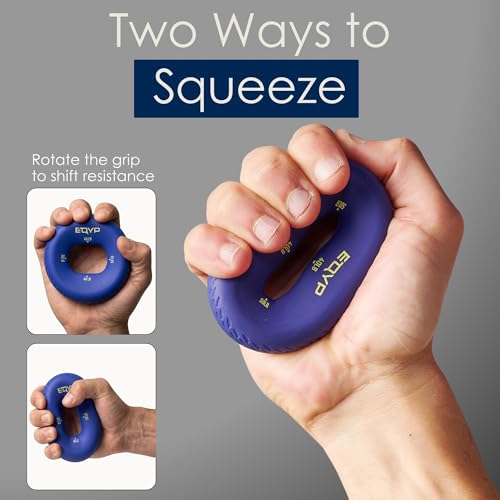 EQYP Hand Grip Strengthener Set Adjustable Resistance – Forearm & Finger Exerciser Kit, Light Medium Heavy, Includes Counter Grip & Donut Squeeze Balls for Strength Training & Home Use - color: Multicolor – Donut Squeeze Grip