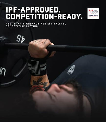 Gymreapers Weightlifting Wrist Wraps (IPF Approved) Professional Quality Wrist Support with Heavy Duty Thumb Loop - Best Wrap for Powerlifting Competition, Strength Training, Bodybuilding - color: Gray/Usa