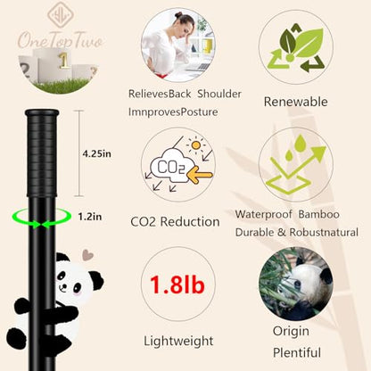 5ft Yoga Stick from Natural Bamboo with Non-Slip Handle-Stretching Stick for Mobility, Flexibility,Exercise,Workout, Physical Therapy,Pilates,Balance Fitness-Access Online Video Guide Without Any Info - color: All Black 5ft