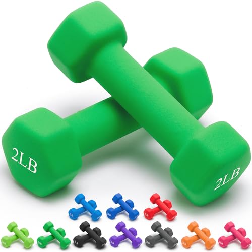 Portzon Weights Dumbbells 10 Colors Options Compatible with Set of 2 Neoprene Dumbbells Set,1-15 LB, Hand Weights for Exercise and Muscle Toning ，Anti-Slip, Anti-roll, Hex Shape