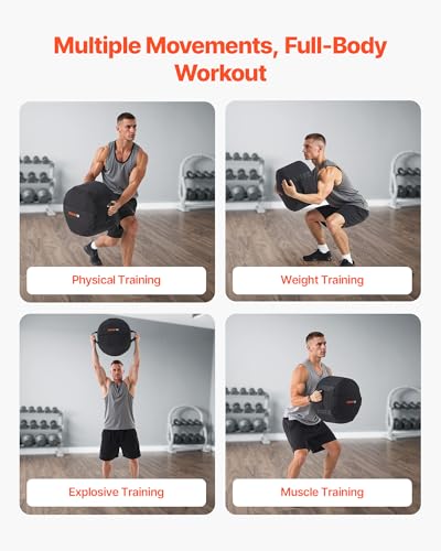 VEVOR Workout Sandbag, Heavy Duty Workout Power Bags with Handles, 100 lbs/45 kg Slam Bag for Fitness Strength Weight Training Cross-Training, Home Gym Exercise, Black (Unfilled)