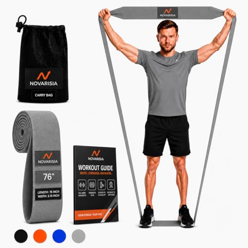 76 Inches Long Heavy Fabric Resistance Bands for Women and Men - Non-Slip, Durable Exercise Bands for Stretching, Yoga, Home Fitness - color: Gray 76" Long Belt