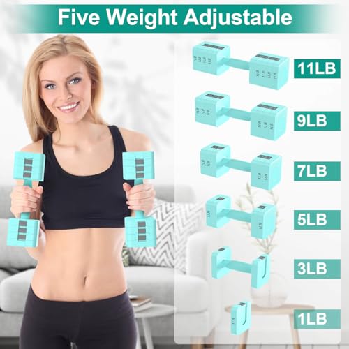 Hezeyferg 18LBS 22LBS Adjustable Dumbbells Set, Hand Weights Sets with Mutilple Levels, Adjustable Weight Dumbbells for Women/Men Home Gym Full Body Workout - color: Blue 11LB Each ( 22LB Pair )