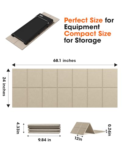 THAILE Treadmill Mat, 68" x 24" x 6mm, Beige Floor Protector - size: 68"L x 24"W x 0.2"Th