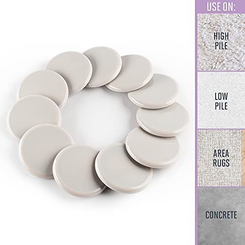 Super Sliders 3-1/2" Medium Round Reusable Furniture Sliders for Carpet, Anti-Slip Protective Furniture Moving Pads for Beds, Sofas, Dressers, Set of 16, Beige