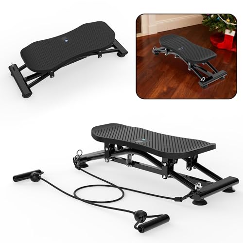 Indoor Ski Simulator with Resistance Bands Full Body Ski Machine for Home Gym Core Trainer Balance Board with Non-Slip Base Black