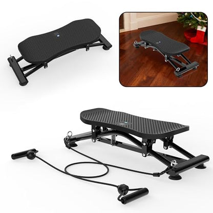 Indoor Ski Simulator with Resistance Bands Full Body Ski Machine for Home Gym Core Trainer Balance Board with Non-Slip Base Black