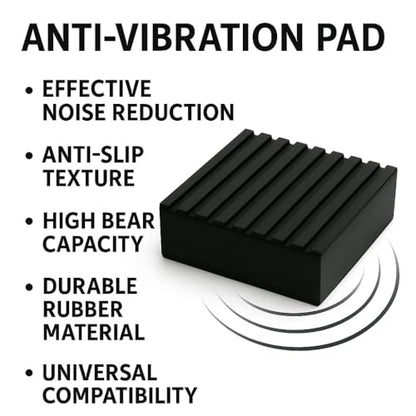 4 Pack Heavy-Duty Anti-Vibration Pads – Solid Rubber 4"x4"x1" | Noise Dampening, Slip-Resistant Pads for Air Compressor, Generator, Washer, Dryer, HVAC Equipment