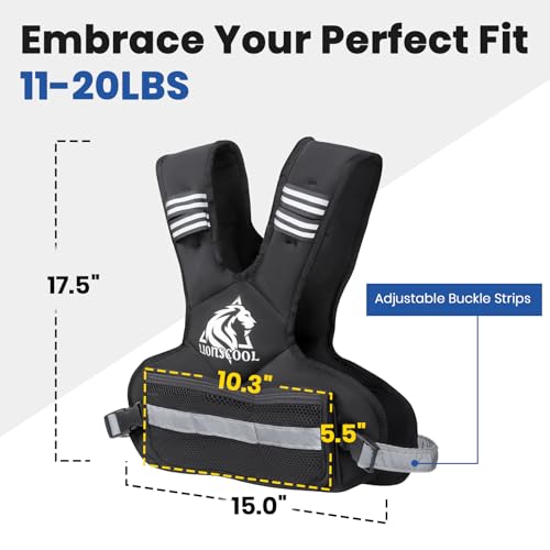 LIONSCOOL Adjustable Weighted Vest for Men and Women - size: 11-20LB