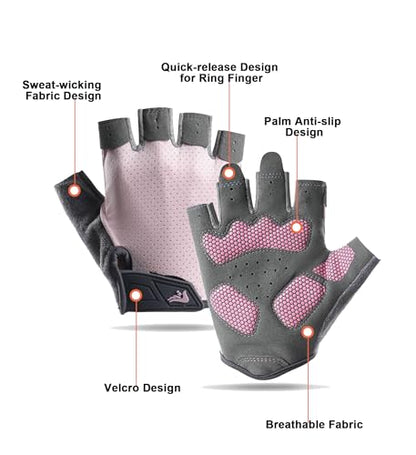 Fingerless Workout Gloves for Women Men - Anti-Slip Shock-Absorbing Glove for Fitness Cycling Outdoor Sports