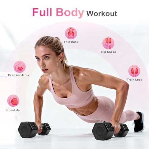 Adjustable Dumbbell Set of 2, Total 20 LB Pair (4,6,8,10 LB) - color: Black