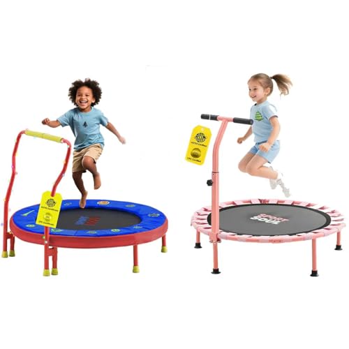 Mini Trampoline for Kids 3-6 with Super Safe Foam Handle Bar, 3ft Toddler Trampoline Indoor with No-Gap Cover for Indoor and Outdoor