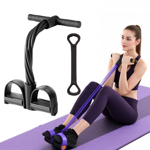 Resistance Bands for Exercise,6-Tube Elastic Yoga Pedal Puller Resistance Band, Natural Latex Tension Rope Fitness Equipment, for Abdomen/Waist/Arm/Leg Stretching Slimming Training - color: Black