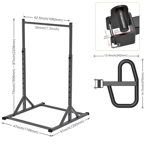 SELEWARE Power Cage Accessories, Dip Handles, Pull‑Up Stations, and Multi‑Grip Training Attachments - color: 2" x 2" Rack with Dip Bar