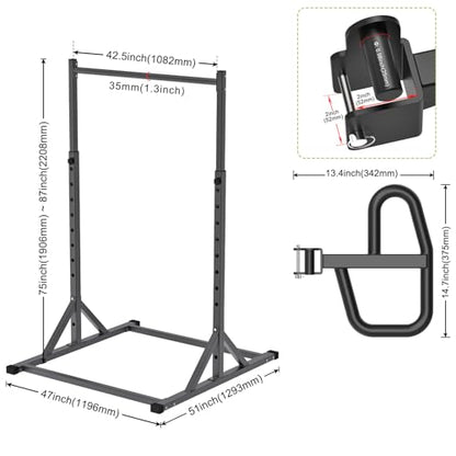 SELEWARE Power Cage Accessories, Dip Handles, Pull‑Up Stations, and Multi‑Grip Training Attachments - color: 2" x 2" Rack with Dip Bar