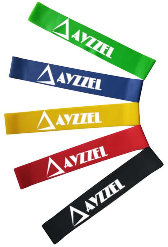 Resistance Exercise Fitness Loop Bands [Set of 5] for Rehabilitation Stretching Strength Training Muscle Toning Physical Therapy Abs Workout Training Pilates Flex Booty Glutes Yoga Squat Gym