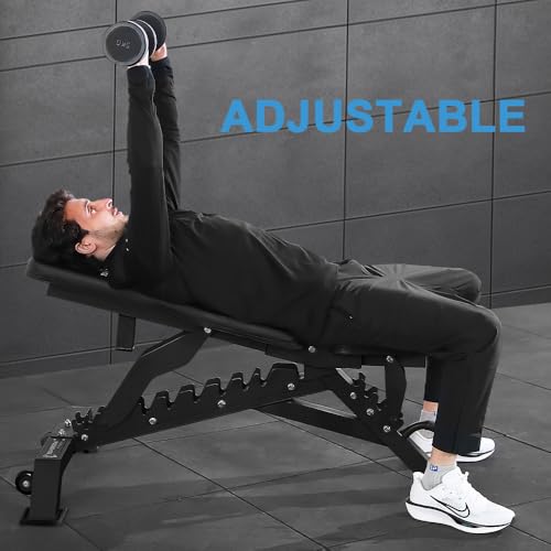 Strength Weight Bench 32 Adjustable Positions Training Benches - Heavy Duty Home Gym Equipment with 1300 LBS Weight Capacity Durable Steel Construction Incline Decline Bench for Full Body Workout - color: Black