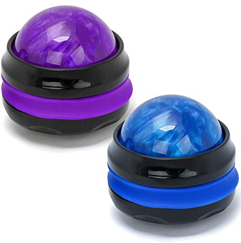 Massage Ball, Manual Roller Massager, 2-Pack Handheld Self Massage Therapy and Relax Full Body Tools for Sore Muscles, Shoulders, Neck, Arms, Legs, Back, Foot, Body (Blue+Purple)