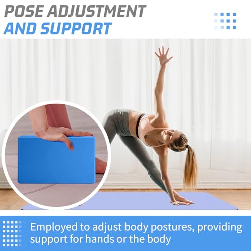 Yoga Blocks 2 Pack 3x6x9IN Foam Block Supportive Latex-Free with Beveled Edges, Non-Slip Exercise Blocks for Pilates, Meditation, Balance, Stretching and Deep Poses - color: 2PACK-369-Blue