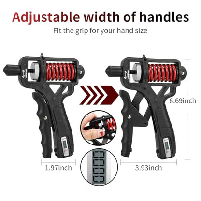 Adjustable 11-350 Lbs, Grip Strength Trainer, Forearm Hand Exerciser for Strength with Digital Counter, Hand Gripper Strengthener for Athletes Muscle Building Hand Treatment Strength Recovery.
