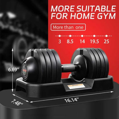 ALTLER Adjustable Dumbbell Set, 25/52LB Pair with Tray for Workout Strength Training Fitness, Adjustable Weight Dial Dumbbell with Anti-Slip Handle and Weight Plate for Home Exercise - size: 25LBS PAIR