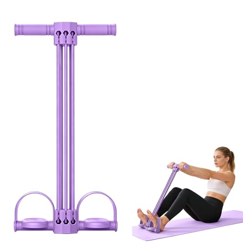 Pedal Resistance Band with Handle,Upgrade 6-Tube Natural Rubber Foot Pedal Resistance Band, Multifunction Pedal Puller Resistance Band for Abdomen, Waist, Arm, Leg, Core/ABS - color: Purple