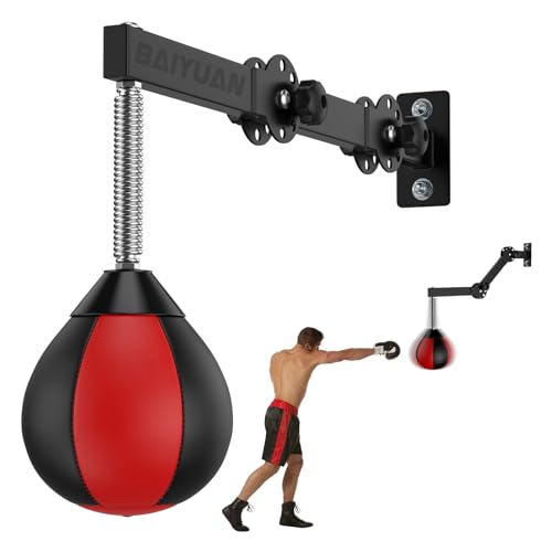 Speed Bag Boxing Punching Bag, Wall Mount Height Adjustable & Fold Speed Bags for Boxing, Wall Bracket Boxing Reflex Ball, Boxing Bag as Adults Teens and Kids, Fits Home Gym Workout - color: Red