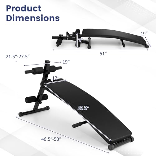 GYMAX Sit up Bench, Folding Workout Bench Press for Home Gym with 5 Adjustable Height, Heavy Duty Workout Benches for Ab Core Muscle, Strength Training Equipment