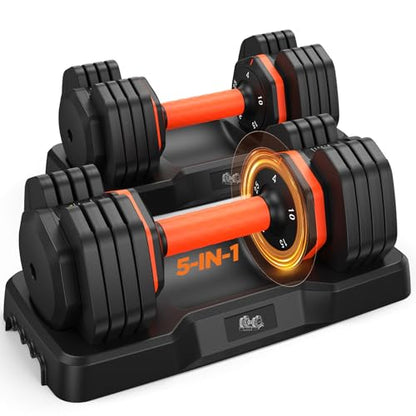 2026 FDB2 Updated Adjustable Dumbbell Set of 2, 110lbs/50lbs Weights Dumbbell Set with Storage Box, 25lbs/55lbs Adjustable Weights with Anti-slip Silicone Grip, Weight Set For Home Gym Suit both Men and Women