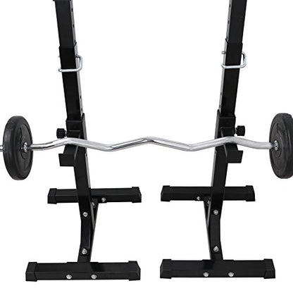 Pair of Adjustable Squat Rack 40inch-66inch Barbell Bracket Solid Steel Free Press Bench, Home Gym Portable Dumbbell Racks Stands, Family Sports Fitness Equipment,Black