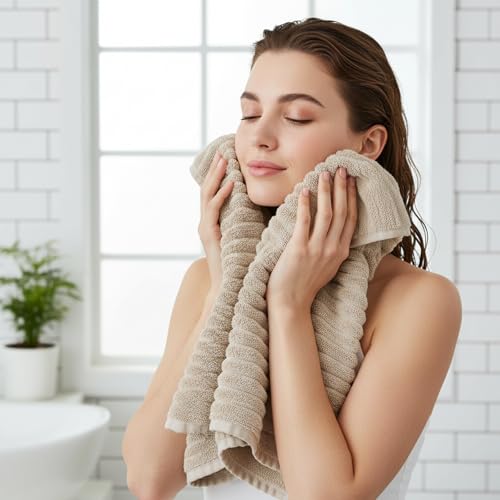 6 Pack Soft Microfiber Hand Towels for Bathroom, 16"x30", Beige - color: Beige