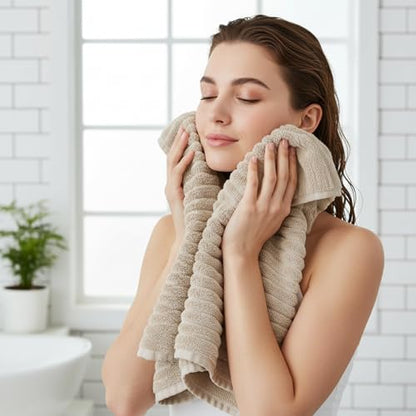 6 Pack Soft Microfiber Hand Towels for Bathroom, 16"x30", Beige - color: Beige