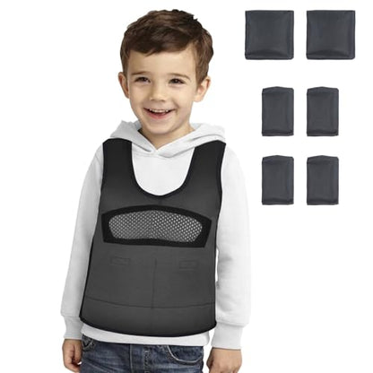 Weighted Vest for Kids Including 6 Removable Weights, (Small, Ages 2 to 5) - color: Black, size: Small