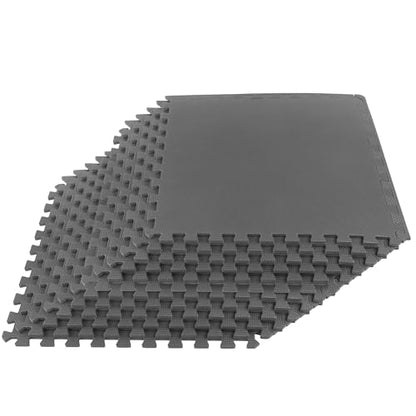 EVA Foam Mat Tiles 12-Pack - 48 SQ FT of Interlocking Padding for Garage, Playroom, or Gym Flooring - Exercise Mat or Baby Playmat by Stalwart (Gray)