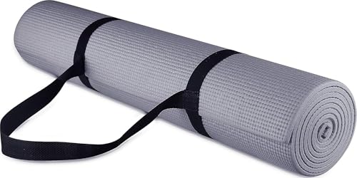 Fitvids All Purpose 1/4-Inch High Density Anti-Tear Exercise Yoga Mat with Carrying Strap, Multiple Colors