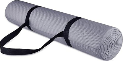 Fitvids All Purpose 1/4-Inch High Density Anti-Tear Exercise Yoga Mat with Carrying Strap, Multiple Colors